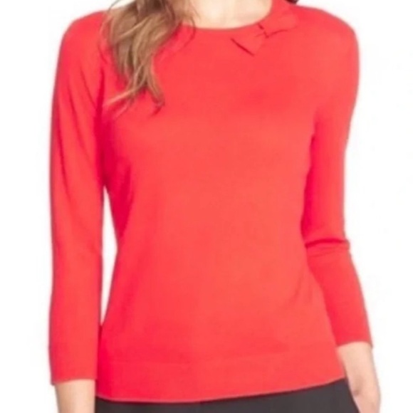 Kate Spade Red Orange Bow Detail Cashmere Blend Sweater - S - Picture 1 of 13